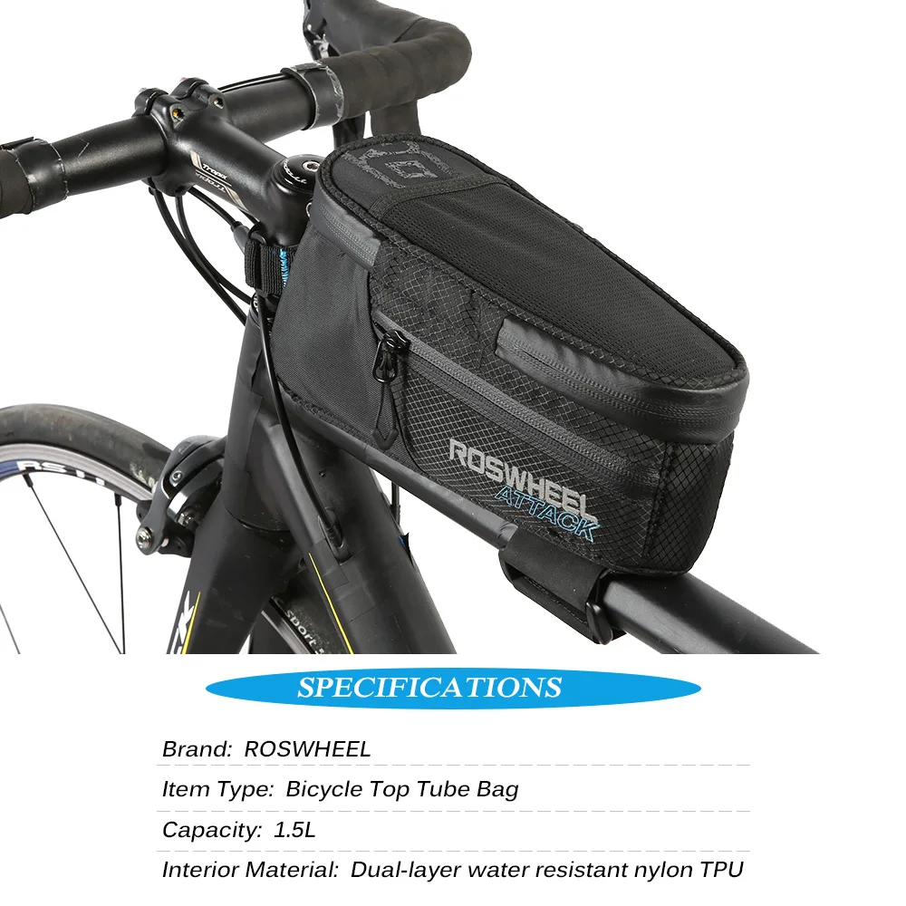 

ROSWHEEL Bicycle Top Tube Bag Sport Outdoor Cycling Bag Water Resistant Bike Bicycle Front Frame Pannier Bag