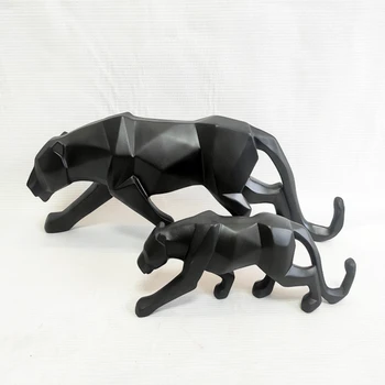 

Abstract Gold Leopard Statue Miniature Figurines Feng Shui Black Panther Sculpture Home Decoration Accessories for Living Room