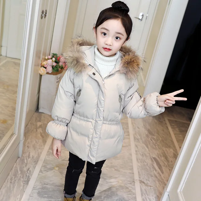Rlyaeiz/ модная зимняя куртка с пышными рукавами для девочек, теплые пальто с меховым воротником и капюшоном, хлопчатобумажная с мягкой набивкой парка, пальто, верхняя одежда для девочек