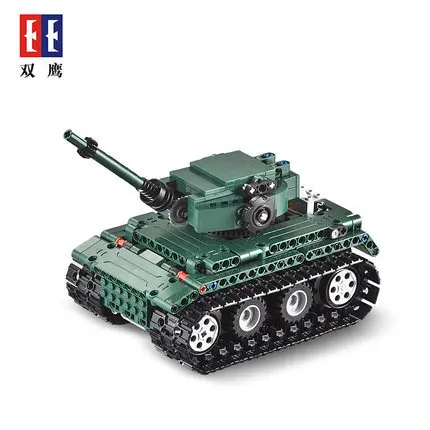 

Double e Click C51018 Tiger-type Tank Building Blocks Remote Control Crawler Military Tank Boy DIY Assembled Toys