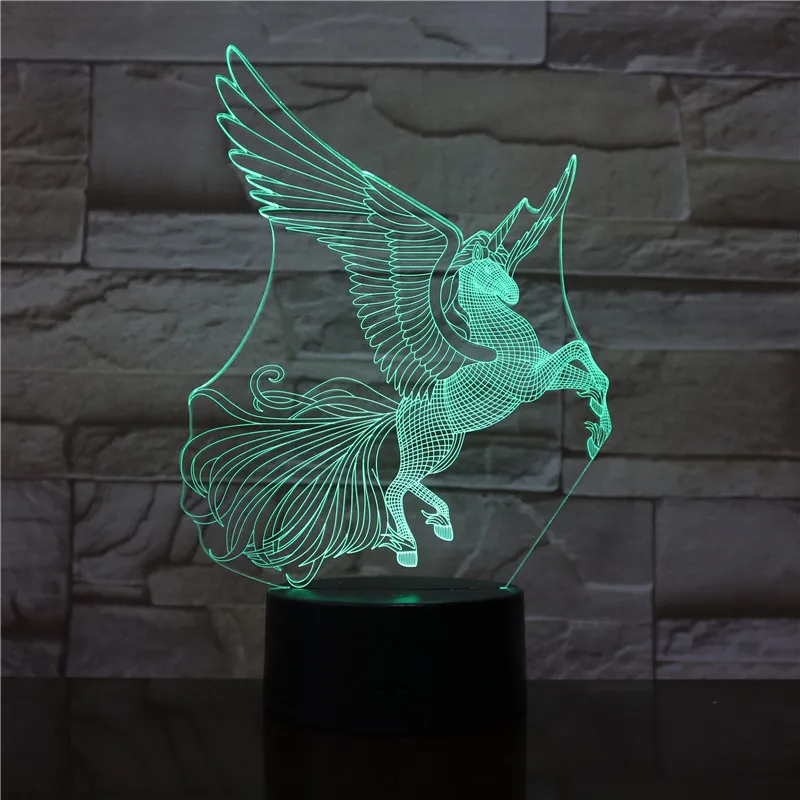 cheap Flying Horse 3D Night Lamp Creative Novelty Electronic Gift Lamp Lovely cartoon Kid #039;s toys Night Light Novelty Usb Lamp 3199