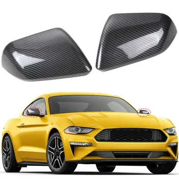 

1 Pair Car Auto Carbon Fiber Rear View Mirror Cover Trim For Ford Mustang 2015