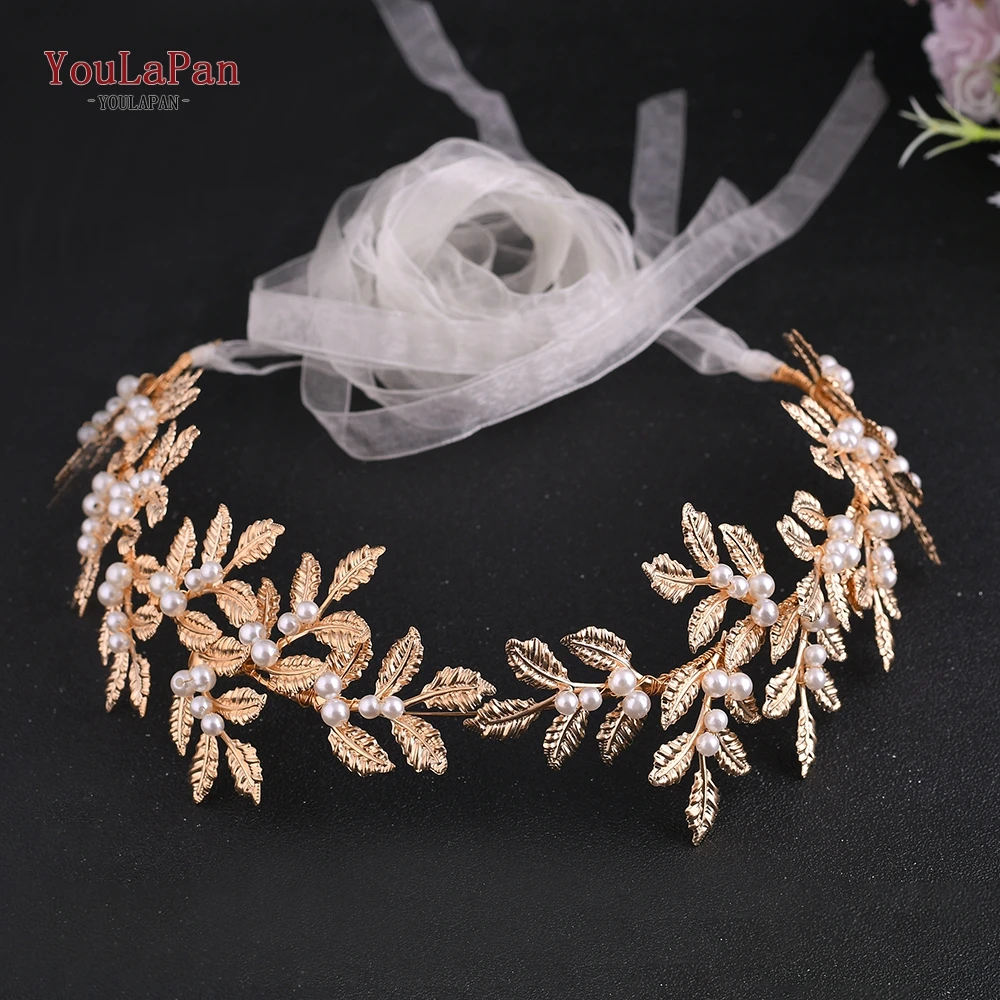 YouLaPan SH353 Sparkly Skinny Belt Gold Leaf Wedding Belt with Pearls Womens Formal Belts Wedding Waist Jeweled Dress