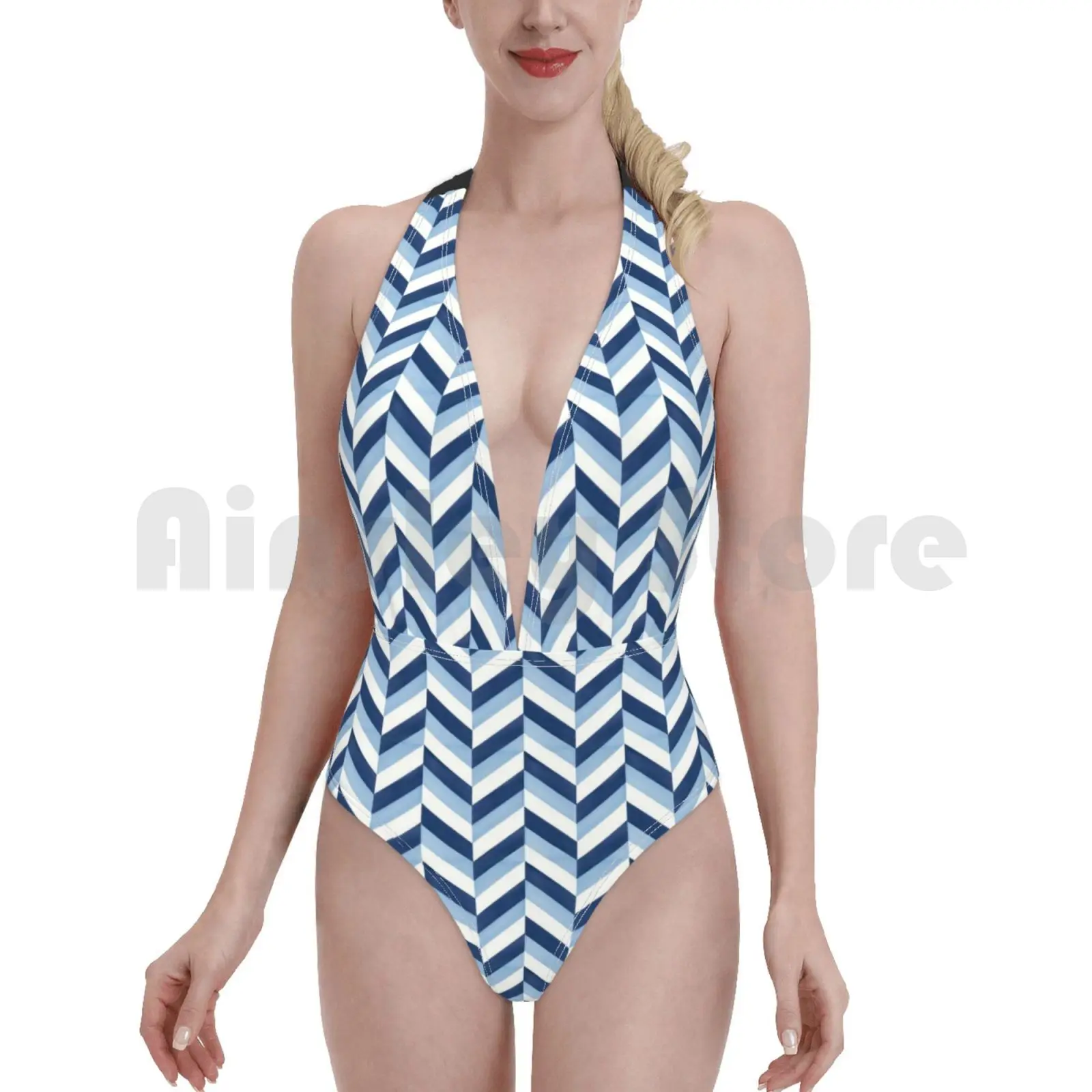 Swimsuit One Piece Blu Ponti Tiles Pattern Euro Football Blu Blue White Blu Ponti Gio Ponti Tile Tiles Majolica Bikini Set Aliexpress