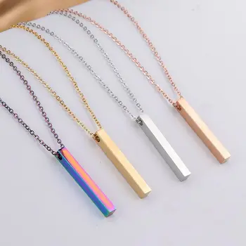 

Party Three-dimensional strip Graceful Stainless Steel Simple Pendant Necklace New Arrival Trendy Male Adjustable Necklace