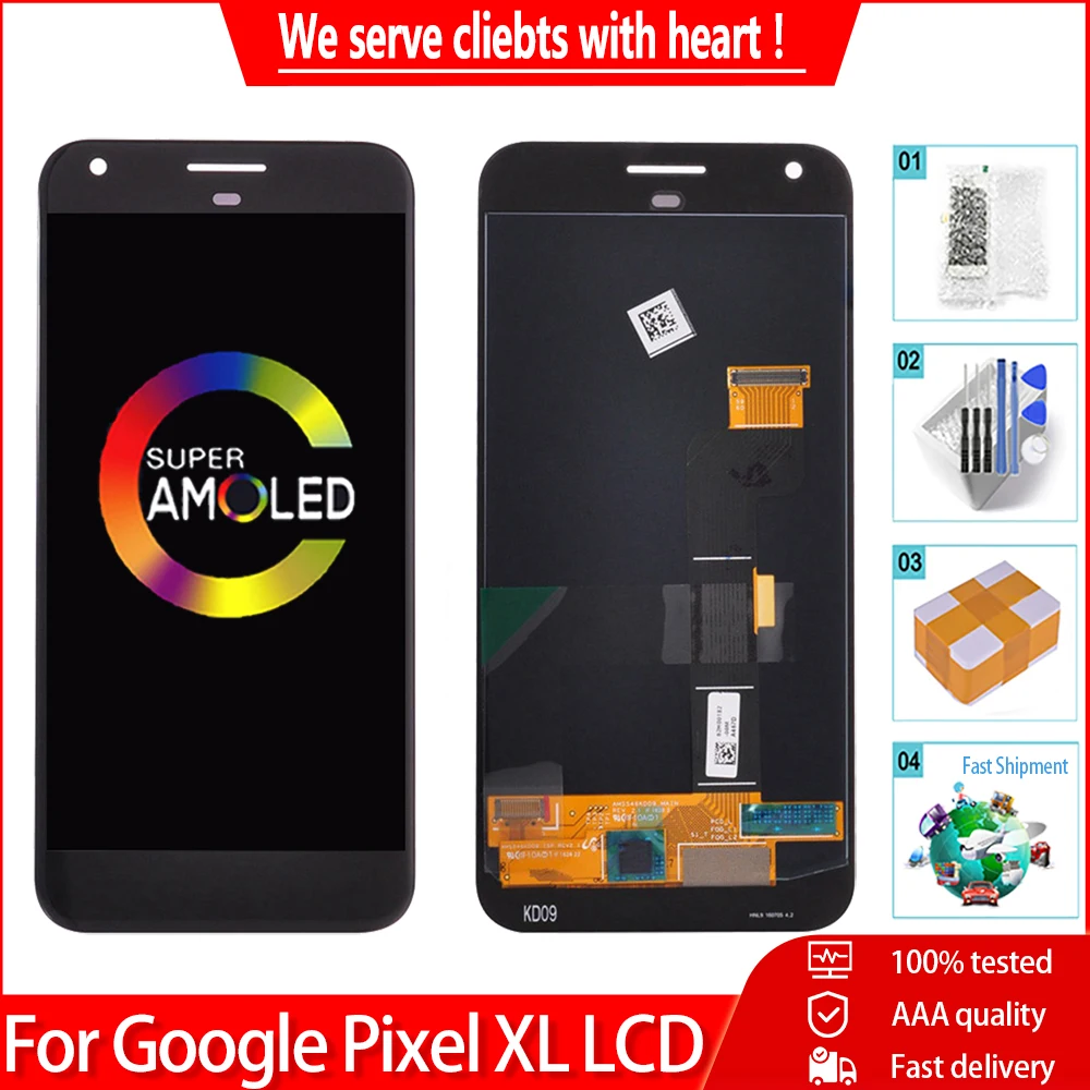 ЖК-дисплей AMOLED 5 дюйма для Google Pixel XL Сенсорный Экран AAA +++ без битых пикселей