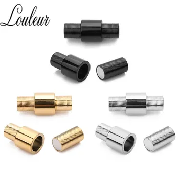 

Louleur 2pcs/lot 6mm Stainless Steel Thread Magnetic Clasps Leather Cord Bracelet Connectors For DIY Jewelry Making Accessories