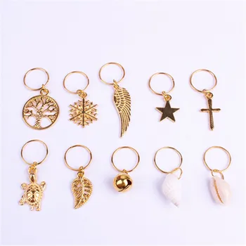 

10Pcs/Pack Golden 11 Styles Charms Hair Braid Dread Dreadlock Beads Clips Cuffs Rings Jewelry Dreadlock Accessories