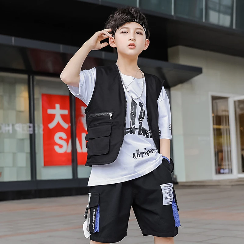 ファッションガールズストリートダンスパフォーマンス衣装ボーイズ夏のtシャツショーツベストヒップホップダンス服衣装ステージ摩耗ys1170 Aliexpress