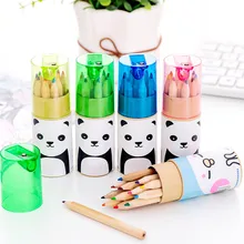 Мини Деревянный цветной карандаш с милым рисунком, 12 цветов, карандаши для рисования, детские школьные принадлежности