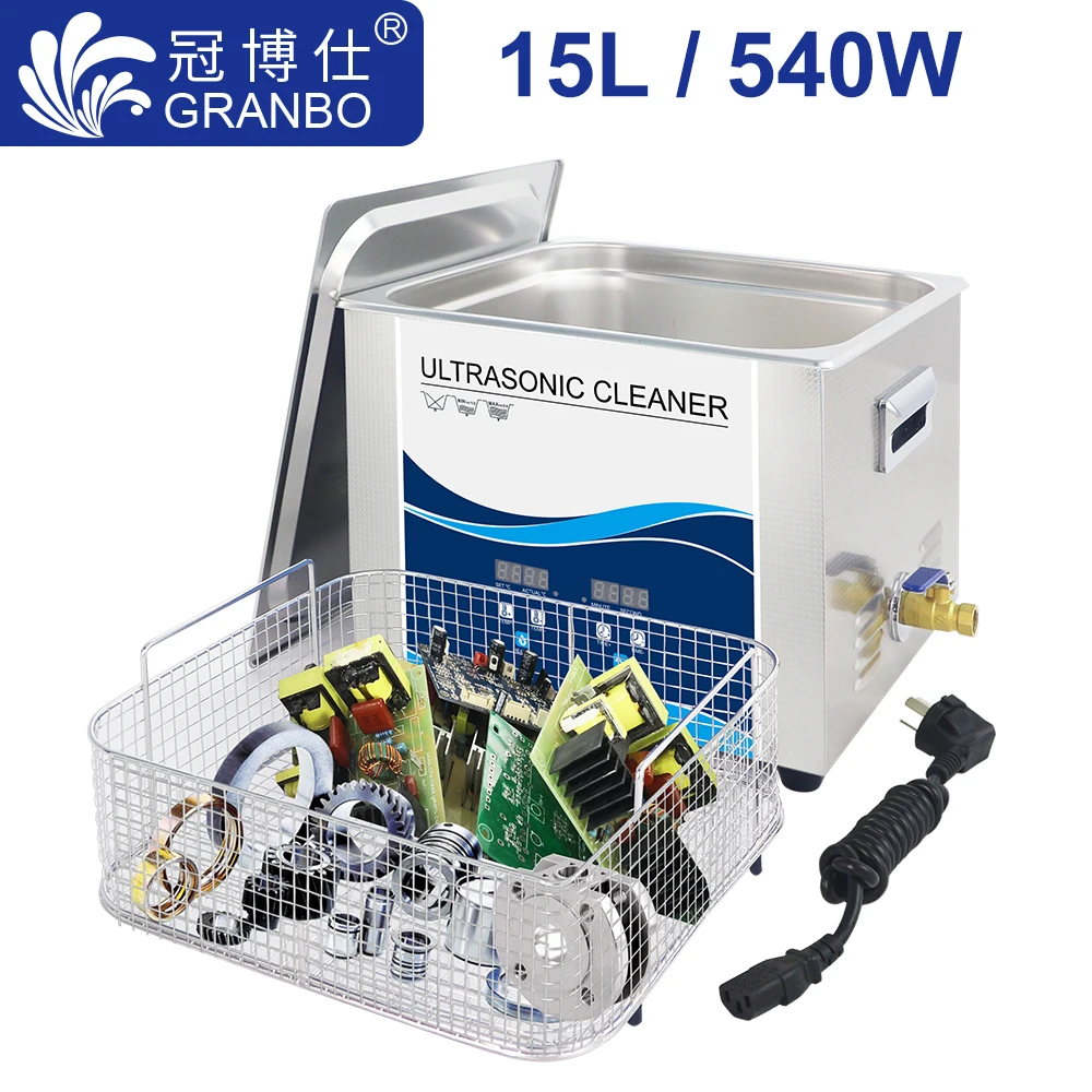 Granbo Ultrasonic Cleaner 15l 540w Sus304 Bath Cleaning Pcb Hardware