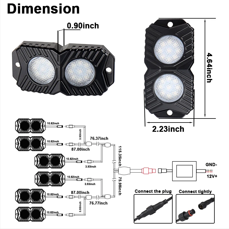 6 Pods RGB Led светильник рок комплект Bluetooth контроль жгут проводов и переключатель
