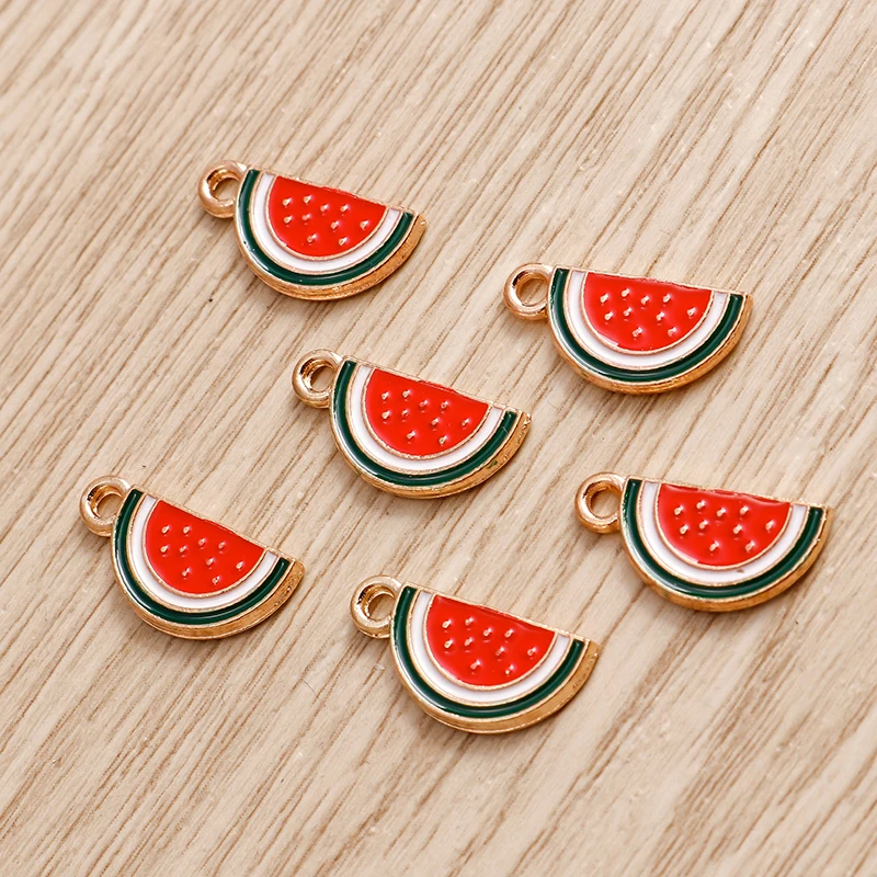 Set of 10 Colorful Fruit Enamel Charms for Handmade Jewelry Crafting