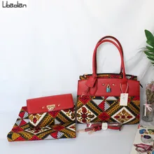 Популярная африканская Сумочка с красным принтом из воска, сумочка с матчем, 6 ярдов, Африканская Хлопковая восковая ткань, Анкара, Горячая африканская восковая сумка с сумками, F911-2