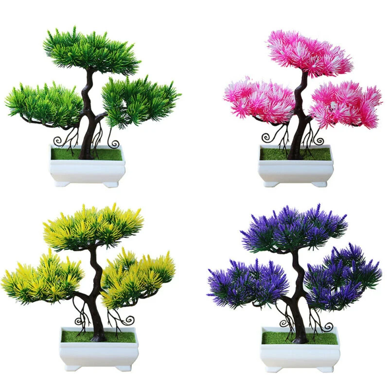 Housewarming Gift Artificial Pine Tree Bonsai Fake Potted Plant Home Decoration