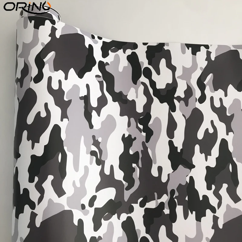 Black Grey White Camouflage Vinyl Wrap Sticker-5