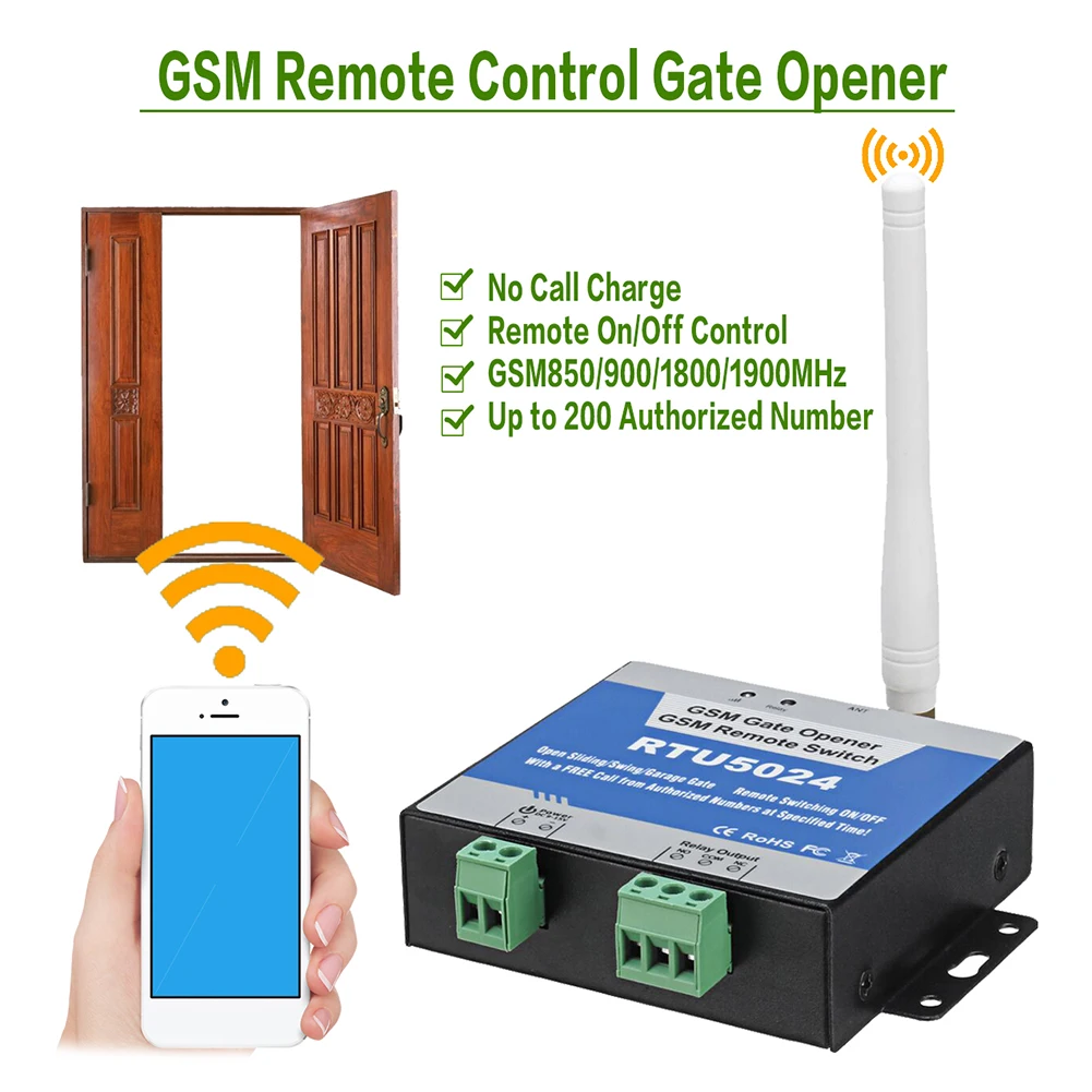 RTU5024 GSM Gate Opener Relay Remote Control Door Access Switch Wireless Free Call 850/900/1800/1900MHz | Безопасность и защита