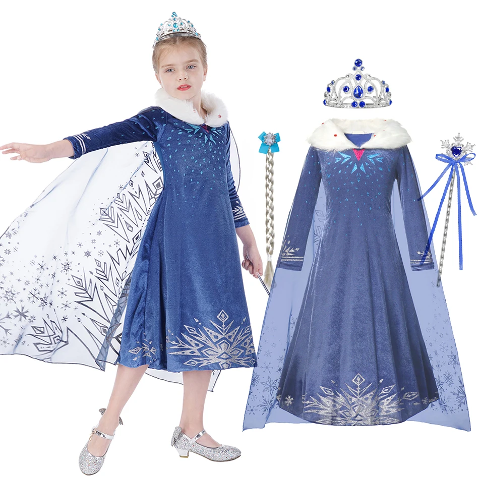 Disney-vestido de Elsa de Frozen para niña, traje de princesa para fiesta,  Cosplay, Reina de la nieve, Halloween, cumpleaños e Invierno - AliExpress
