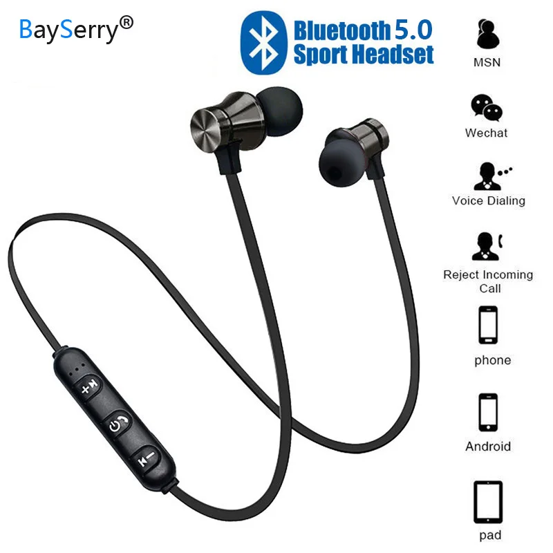 Магнитные беспроводные bluetooth наушники XT11 музыкальные для Samsung S10 S9 S8 S7 телефонные