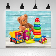  Scopiso Light Blue Wooden Board Baby Toys Teddy Bear Birthday Party Kid Photography Background Photo Backdrop For Photo Studio 