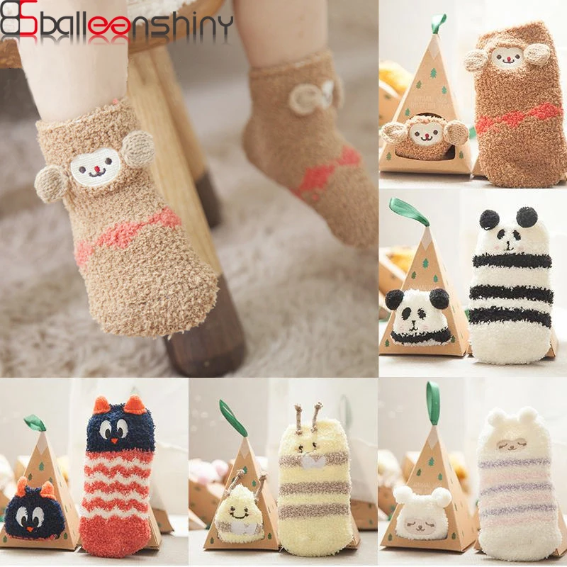 

BalleenShiny Baby Funny Anti-Sliping Socks Cartoon Animal Winter Boot Socks Toddler Walking Woolen Sock Boys&Girls Child Gifts