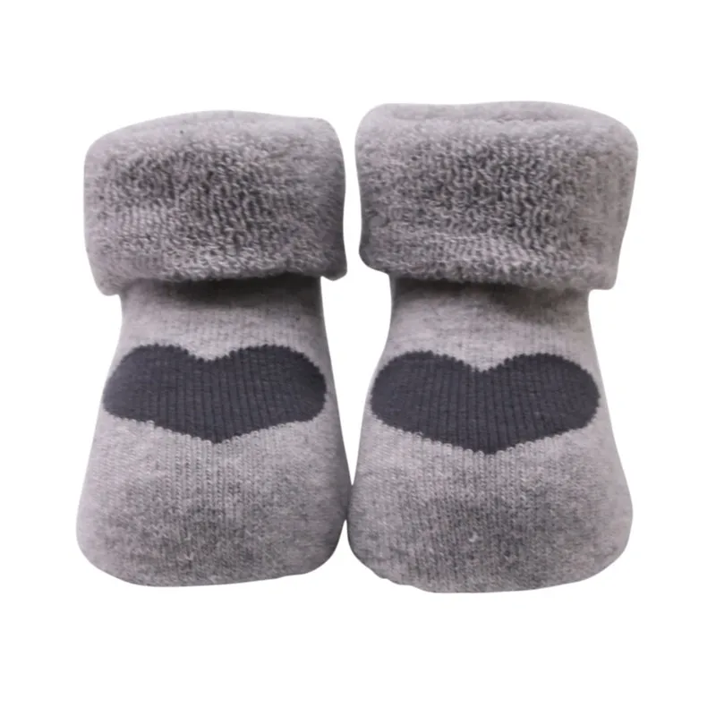 Baby Boys Girls Thickening Cotton Heart Print Cartoon Anti-slip Floor Socks Hot Newborn Winter Autumn Warm Soft Clothes Socks - Цвет: 63H