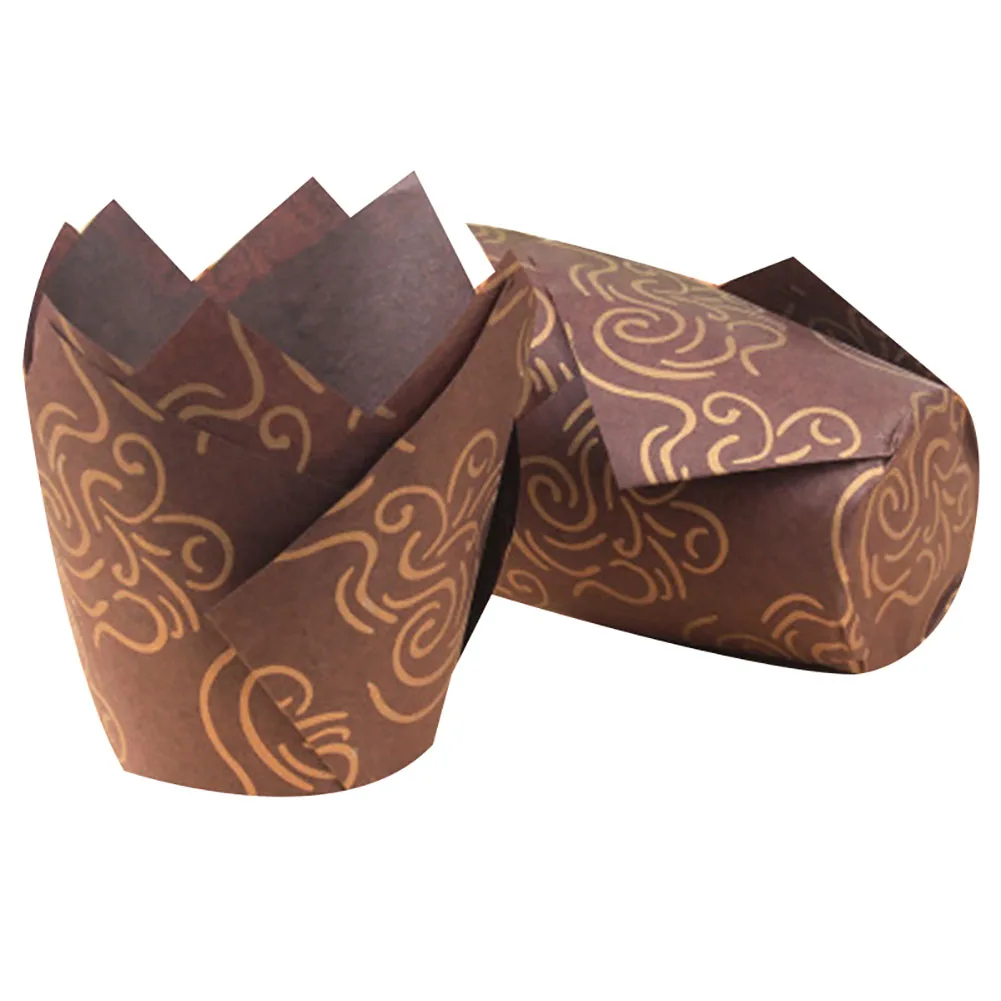 Coffee printing Новинка 50 шт. бумажные стаканчики для выпечки в форме тюльпана, Формы для кексов и маффинов, обертки, чашки для выпечки, свадебные стаканчики XSD88 - Цвет: Coffee printing