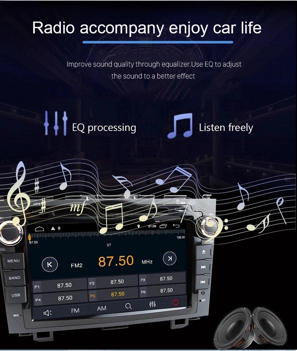 Excellent Eunavi 8 inch Android 9.1 2 Din Car DVD Player Radio GPS For Honda CRV Cr-v 2006 2007 2008 2009 2010 2011 Head Unit Stereo WIFI 17