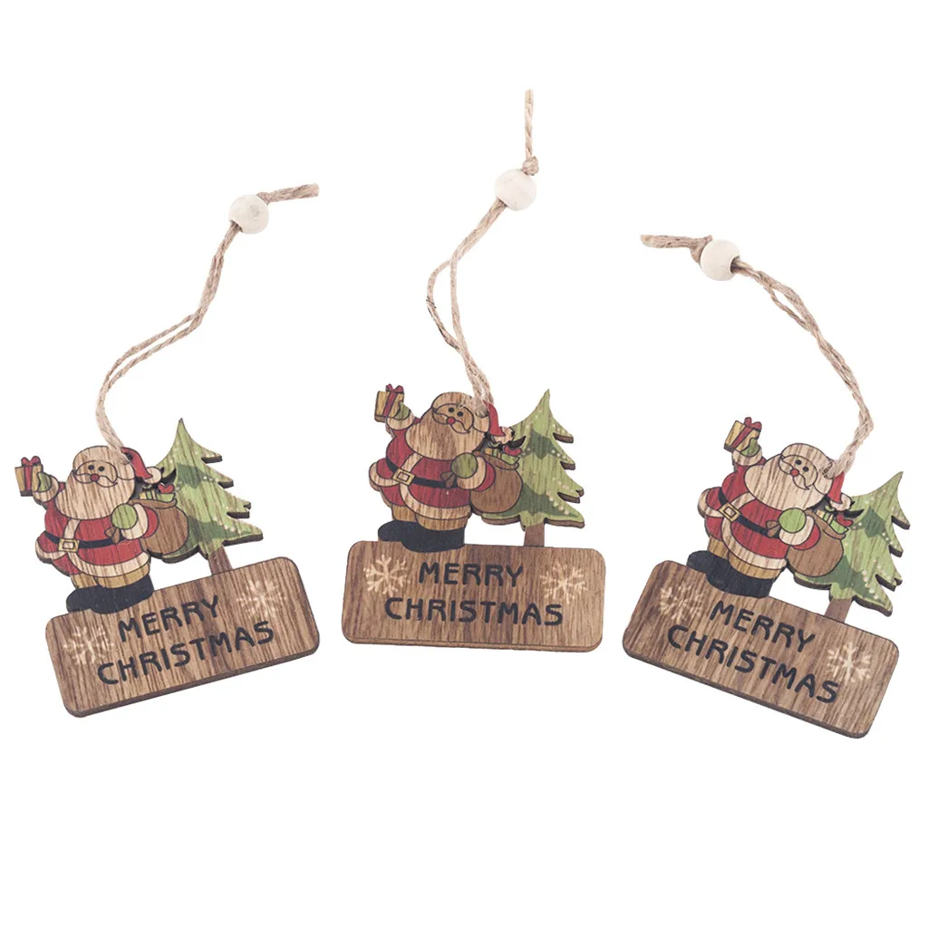 Новинка, 3 шт., рождественские украшения, деревянные украшения для рождественской елки, подвесные бирки, кулон# YC106