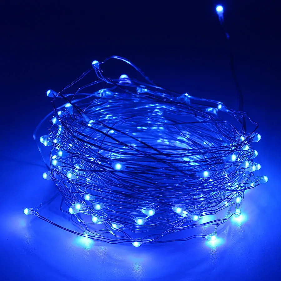 Blue Светодиодный строка светильник Медный провод Fariy светильник, USB/Батарея работает Гирлянда украшение 2 м 5 м 10 м, свадьбы, Рождества, светильник вечерние светильник s - Испускаемый цвет: Blue