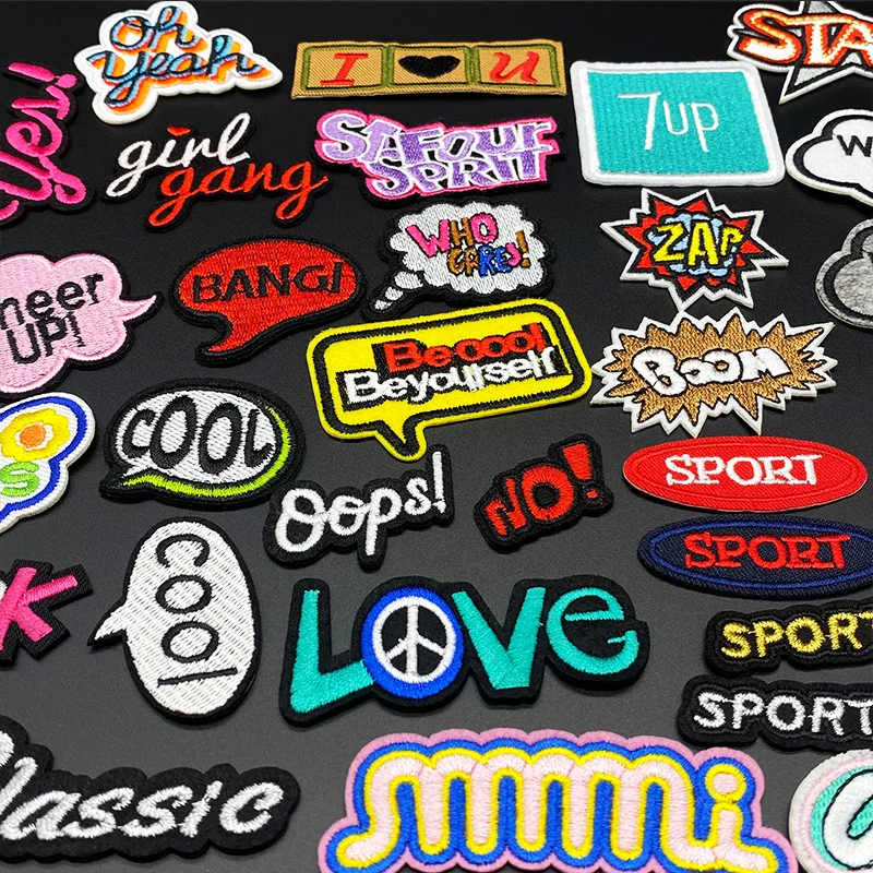 LOVE COOL SPORT BOM нашивки с буквенным вышитым железом на значках ручная работа тканевая