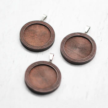 

10pcs 25mm Wood Wave Cabochon Base Setting Wooden Blank Pendant Bezel Trays For DIYJewelry Accessories Making