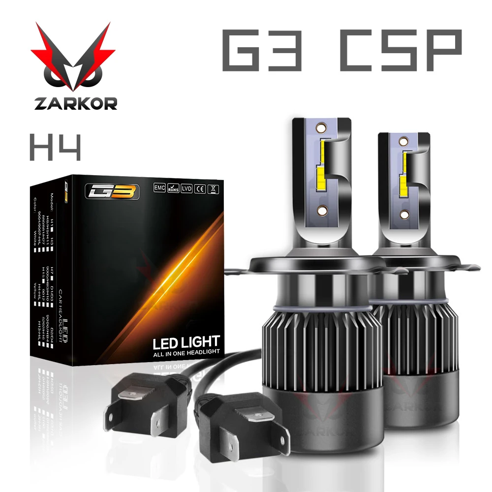 Светодиодная фара для автомобиля Zarkor H4 H7 H8 H9 H11 10000лм 100 Вт 6500 К белая