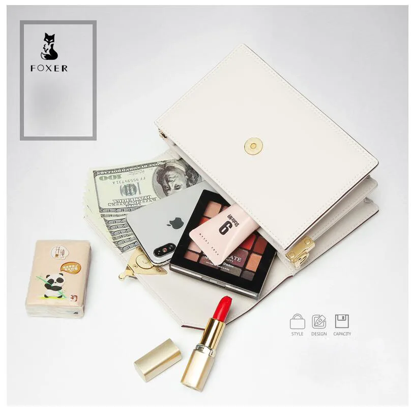 FOXER Women leather shoulder crossbody bags for women luxury handbags women bags designer bags famous brand women bags new