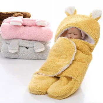 

Baby Blanket Newborn Baby Cute Bear Solid Colors Warm Receiving Sleeping Blanket Boy Girl Thick Wrap Swaddle Sleeping