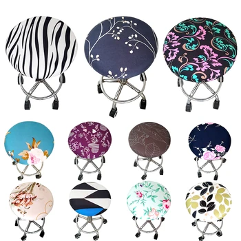 

1PC Round Chair Cover Bar Stool Cover Elastic Seat Cover Simple Generous Printing In A Variety Of Styles Home Chair Slipcover