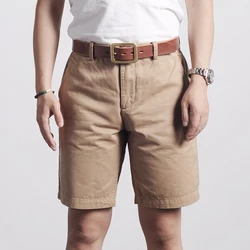 Short décontracté pour hommes, Vintage, Chino, été, délavé, vert uni, Khkai 