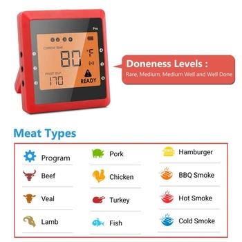 

Wireless Bluetooth Smart BBQ Thermometer Smart Cooking Thermometer with Stainless Steel Probes APP & LCD Display for Oven Kitche