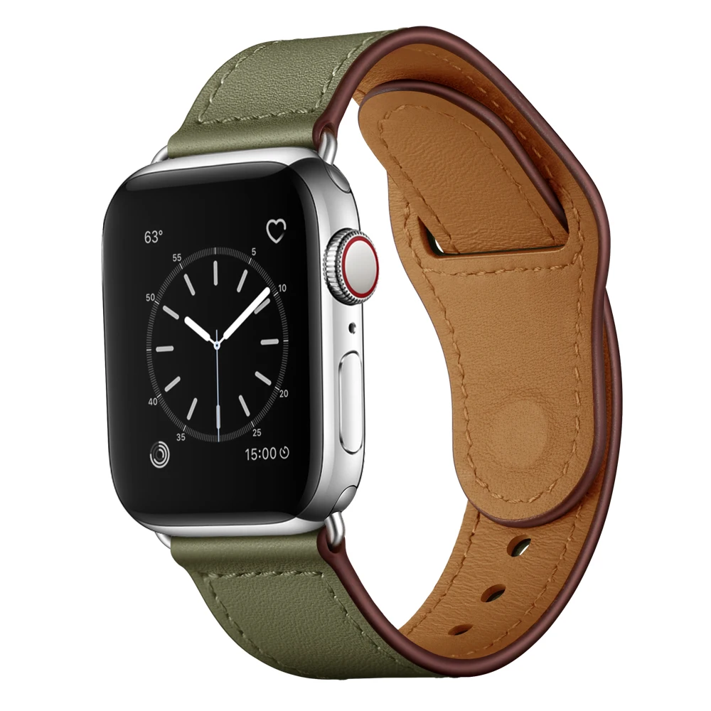 Армейский зеленый ремешок для часов Ремешок для Apple watch 42 мм 44 мм, VIOTOO спортивный подлинный кожаный браслет для часов Ремешок 5 4 44 мм ремешок