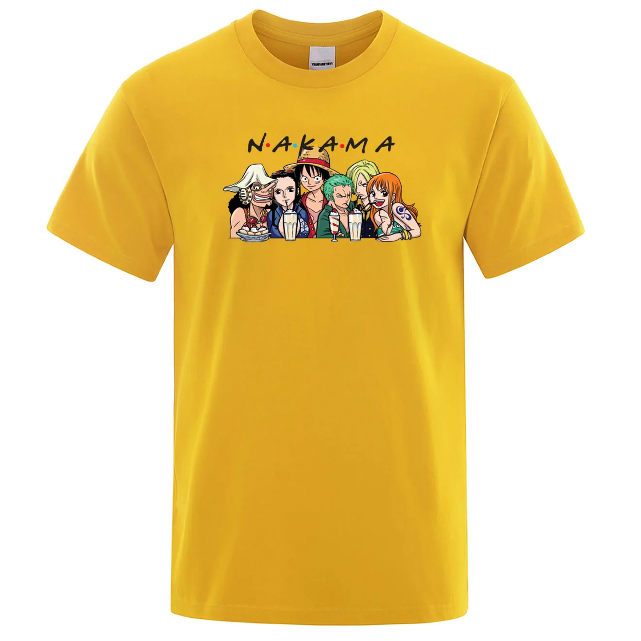 Мужская футболка с изображением пиратов из соломенной шляпы, японское аниме, цельная футболка Nakama, Повседневная футболка с круглым вырезом,, летние хлопковые топы в стиле хип-хоп, футболки - Цвет: yellow 6