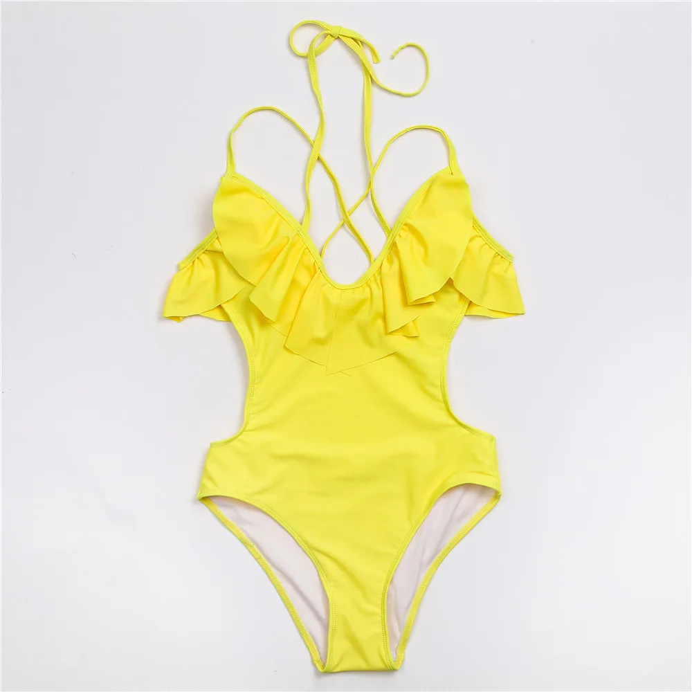 2020 Print Floral One Piece Swimsuit Women Padded Swimwear Bandage Cut Out Mnokini Bathing Suit Plus Size Swimwear XL