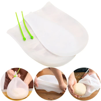 

2Pcs Kitchen Knead Dough Bags Silicone Reusable With 2 Cable Ties Non-Stick Thicken Kneading Flour Bag Kitchen Tool