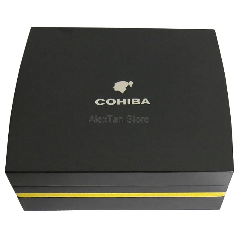 COHIBA Черный Кедр Дерево сигары путешествия Humidor набор резак пепельница пианино отделка гигрометр дома и офиса Бизнес