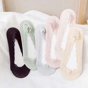 

Fashion Women Cotton Lace Antiskid Invisible Liner Socks Elastic Comfy Female Summer Spring Ankle Boat Low Cut Short Socks