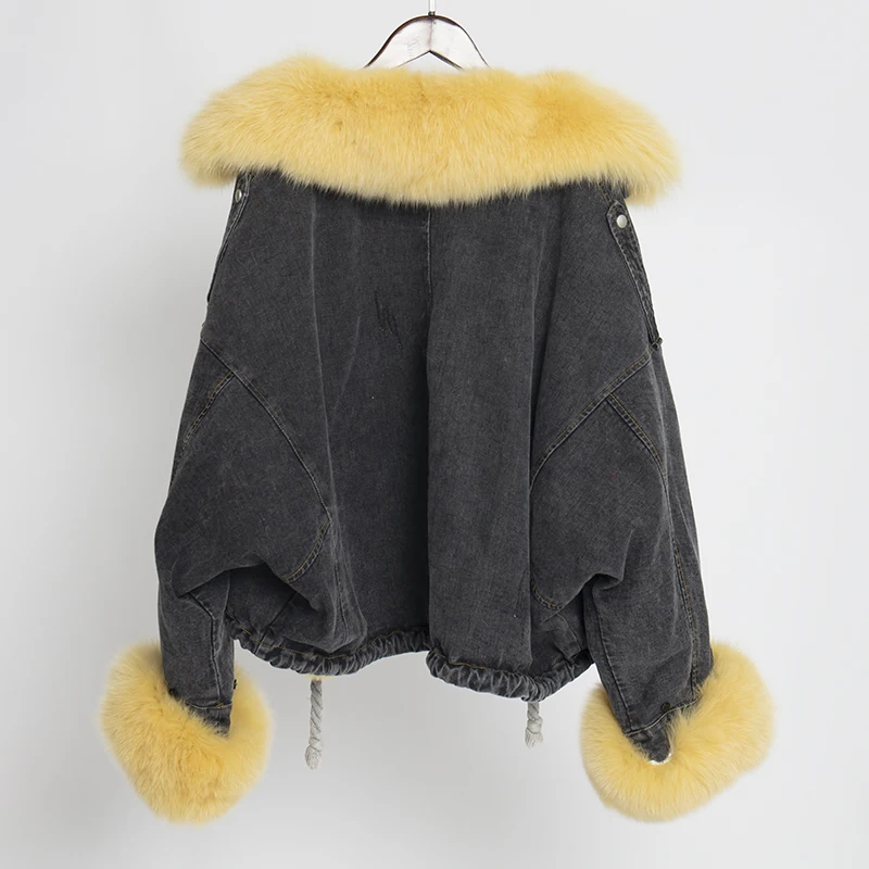 Кожаная куртка плюс размер парка зимнее пальто из натурального меха женские шорты «Kawaii» Куртки корейская модная одежда воротник из лисьего меха