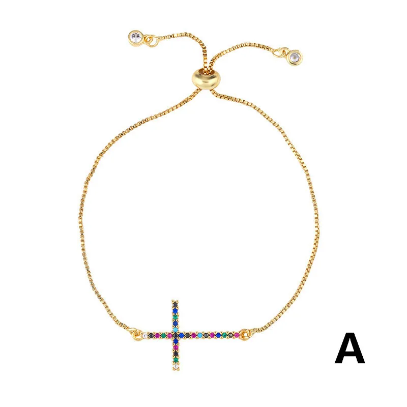Разноцветный браслет с бусинами от сглаза, браслет с золотыми цепочками и геометрическими подвесками для женщин, женский Регулируемый подарок LE174 - Окраска металла: A