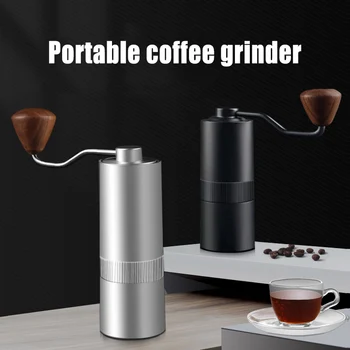 

Portable Mini Aluminum Manual Coffee Grinder Stainless Steel Burr Grinder with Walnut Handle --M25