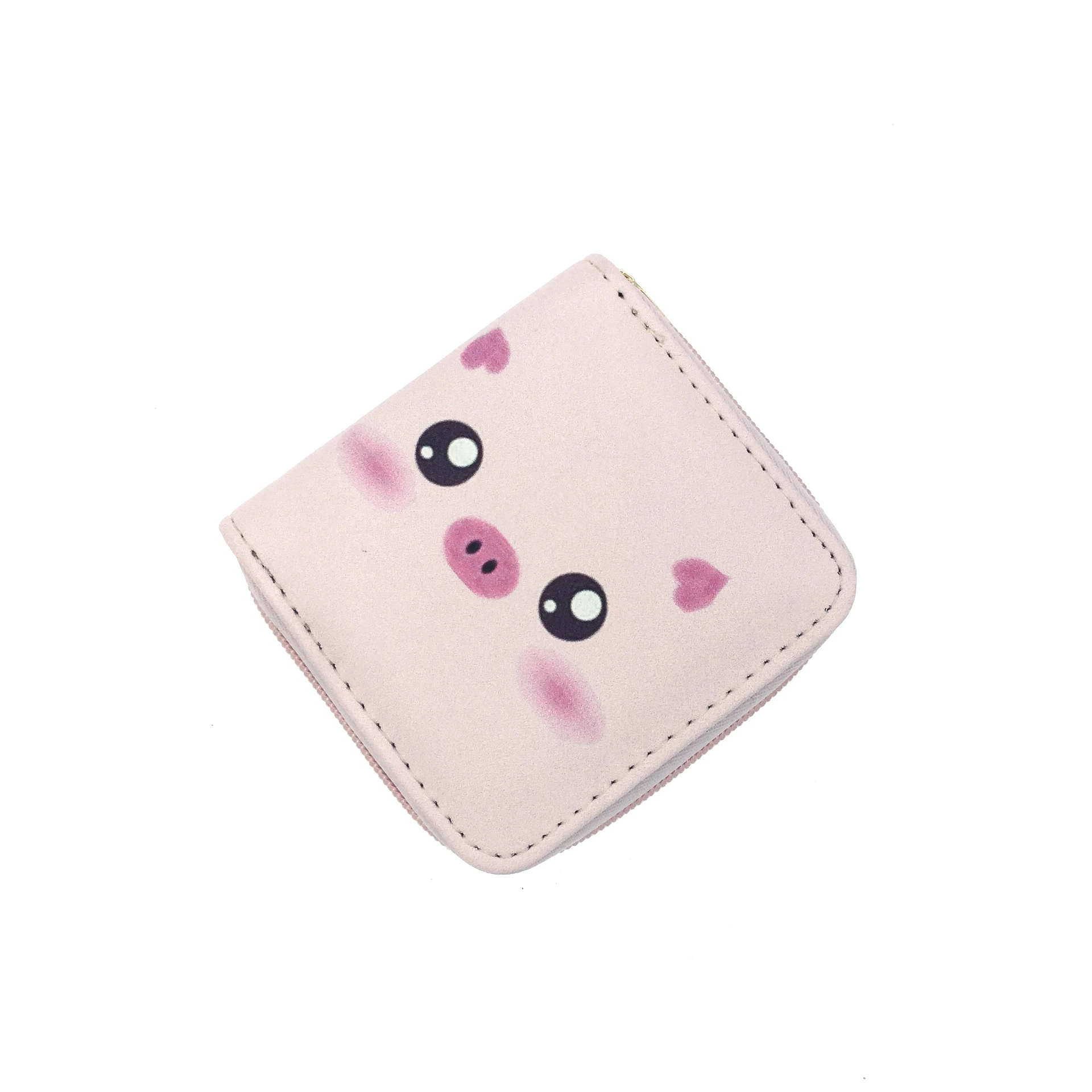 Милый мультфильм животных печатных женщин короткий небольшой бумажник на молнии кошельки девушки милое портмоне держателей карт
