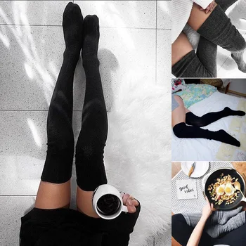 

Womens Socks Women Over Knee Thigh High Warm Stocking Girls Cable Knit Extra Long Boot Socks