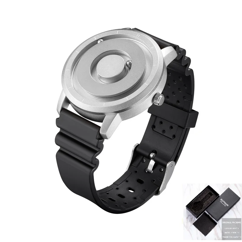 Silver Silicone Eutour красочные часы мужские магнитные шаровые шоу кварцевые наручные часы силиконовые холщовые стальные Ремешок Модные повседневные мужские часы голубое золото - Цвет: Silver Silicone
